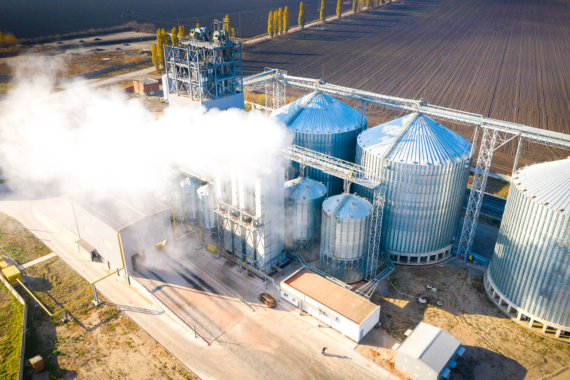 High-capacity Scolari grain dryer in operation