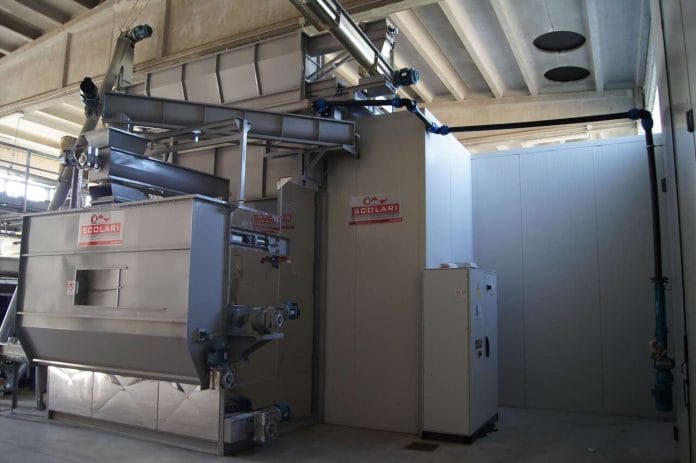 Industrial dryer with special digestate feeder